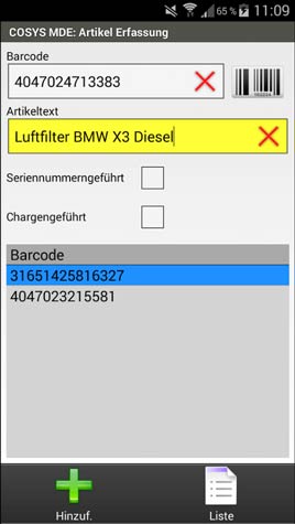 Lagerplatzumbuchung Android Software von COSYS