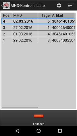 MHD Kontrolle Liste Android Software von COSYS