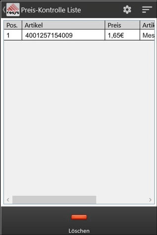 Preiskontrolle Liste Android Software von COSYS