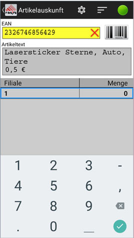 Artikelauskunft Artikelübersicht Android Software von COSYS