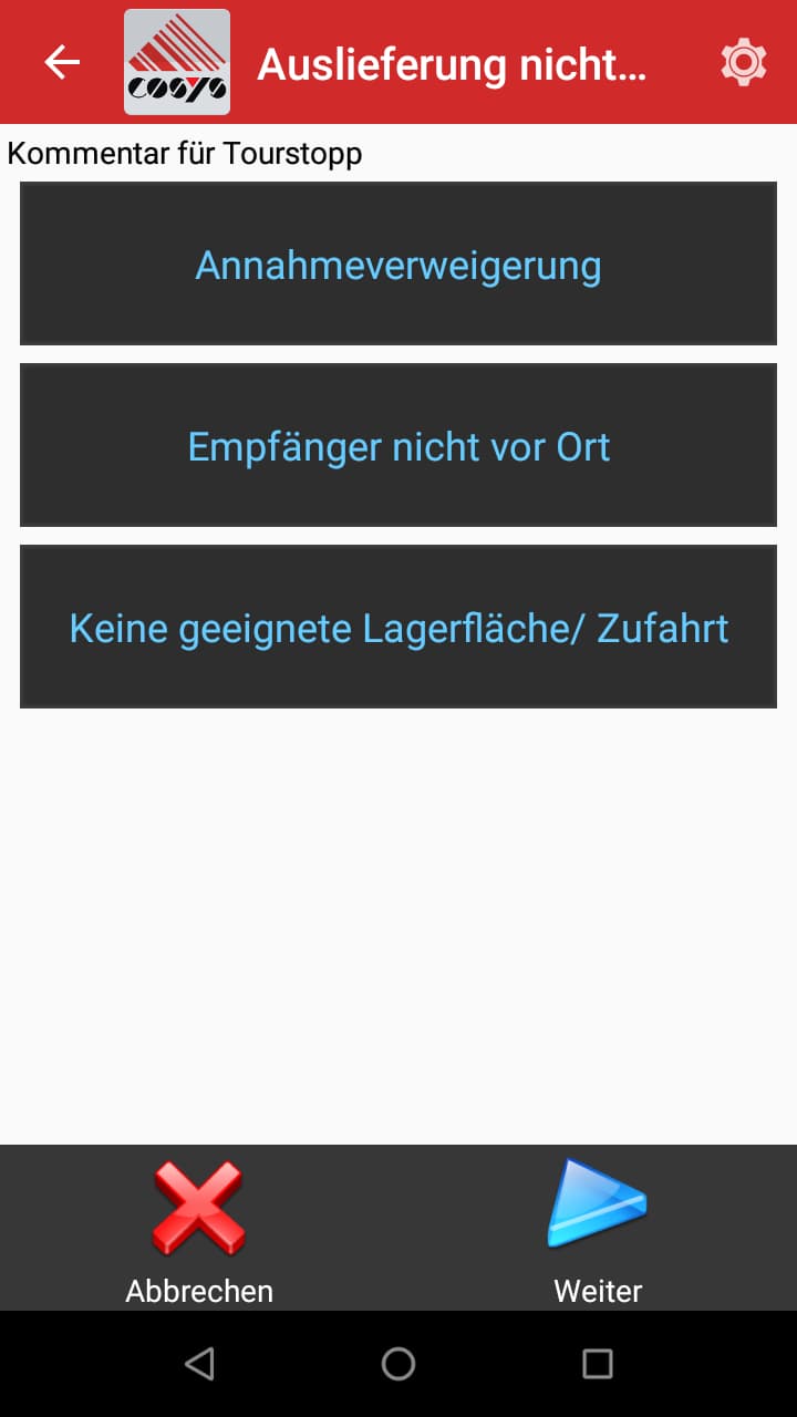 Auslieferung Artikel bearbeiten Android Software von COSYS