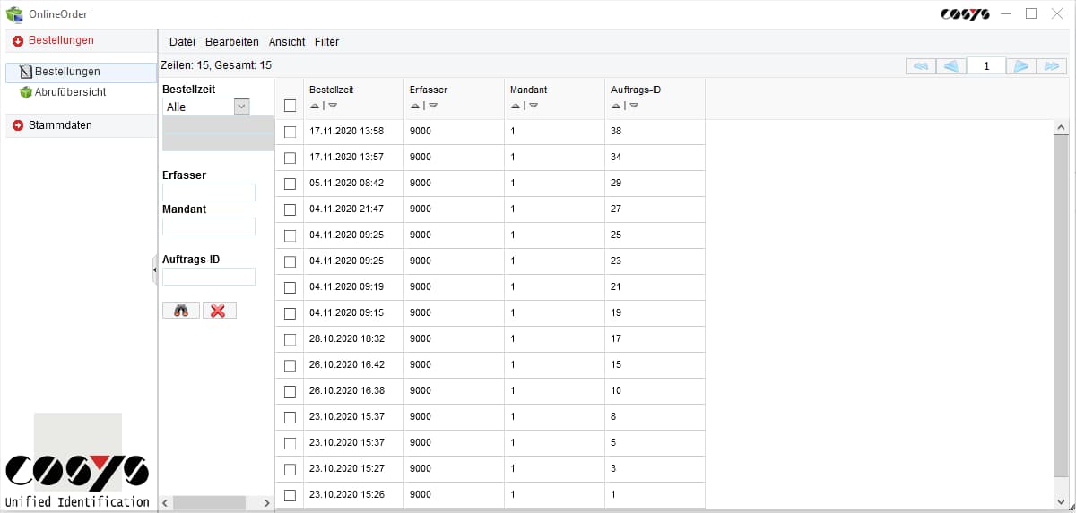 COSYS WebDesk Online Order Bestellung