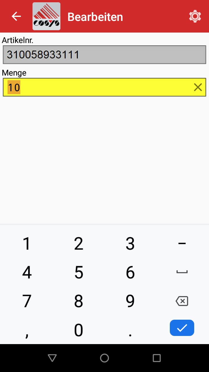 Bestellung Erfassung Android Software von COSYS