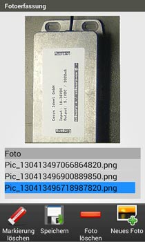 Einlagerung Fotoerfassung Android Software von COSYS