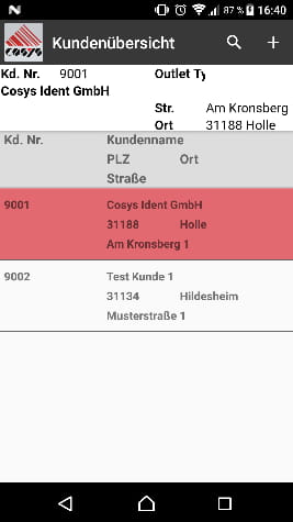 Fahrverkauf Android Software Kundenübersicht