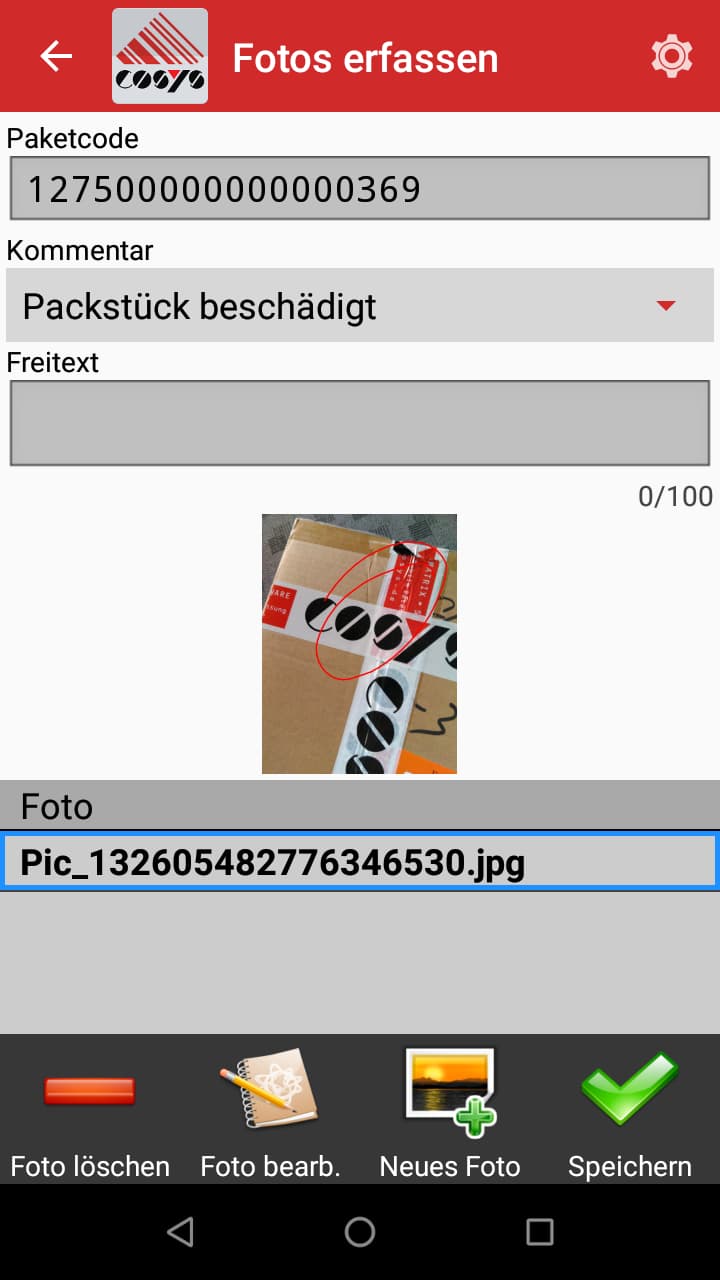 Fotoerfassung Android Software von COSYS