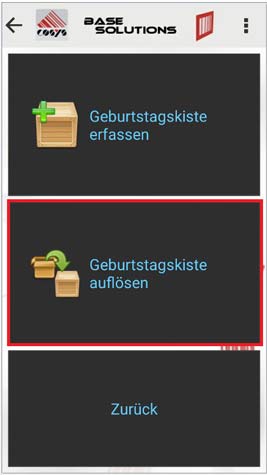 Geburtstagskiste auflösen Android Software von COSYS