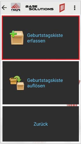 Geburtstagskiste erfassen Android Software von COSYS