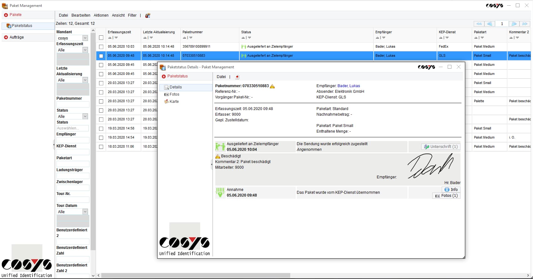 COSYS WebDesk Paketannahme KEP Android Software