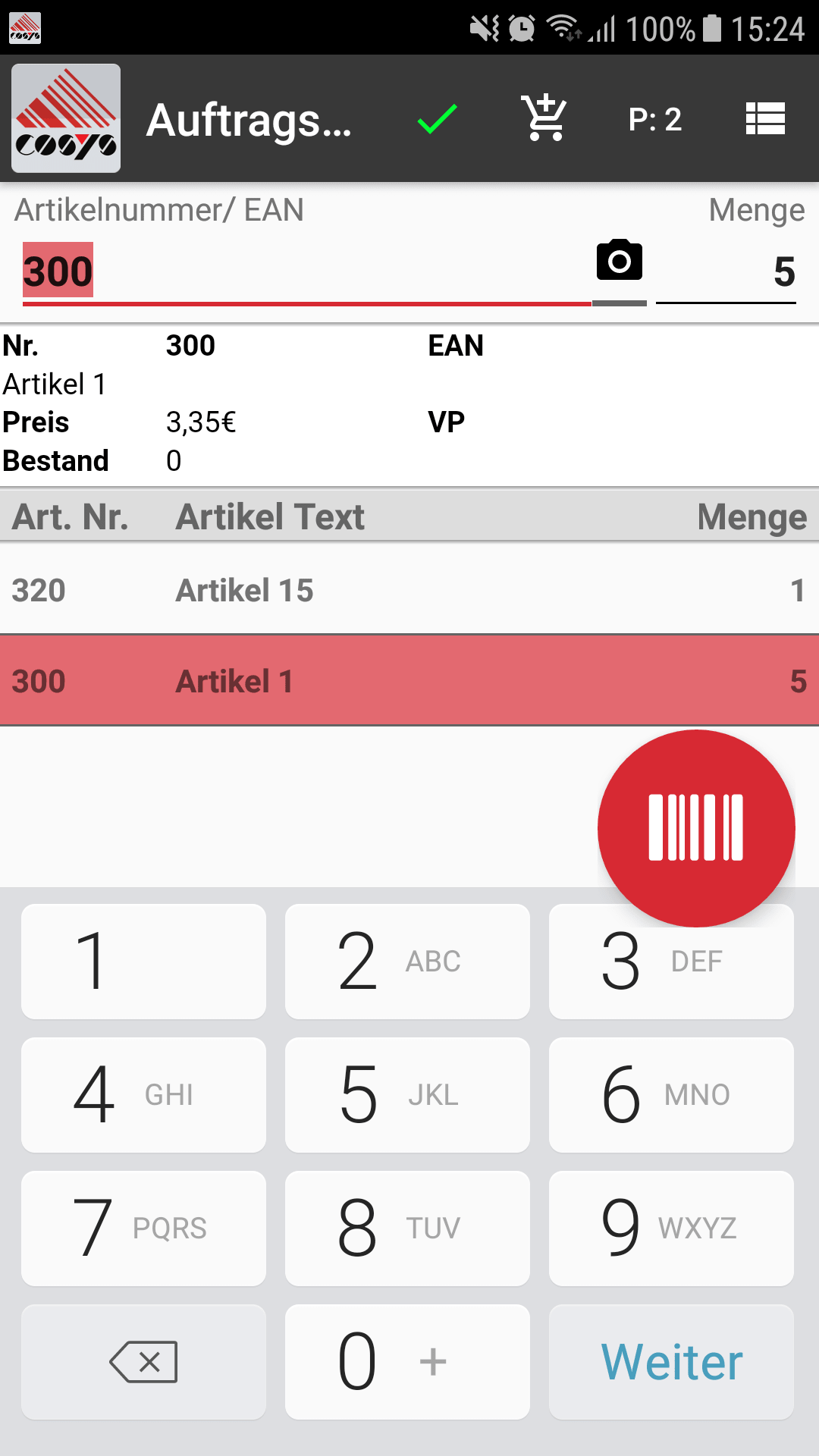 Mobile Auftragserfassung Android Software von COSYS