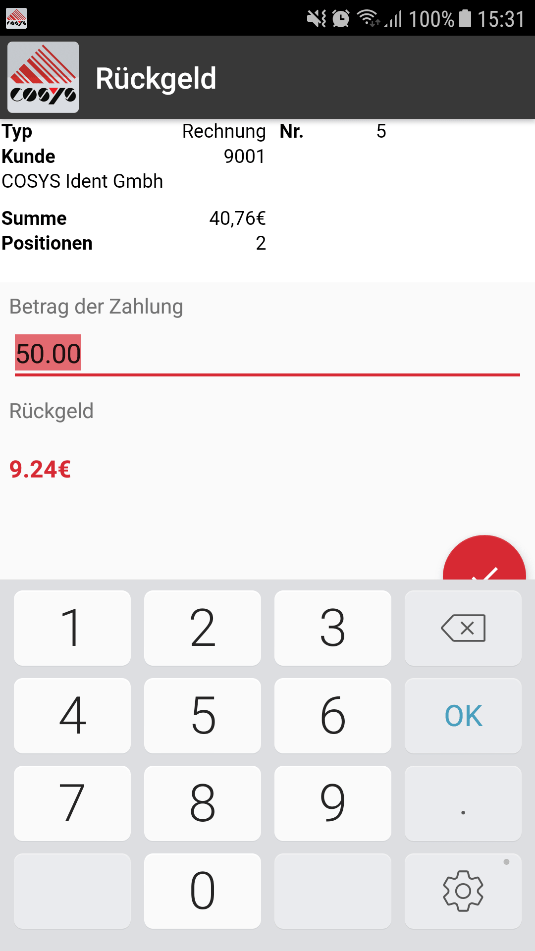 Mobile Auftragserfassung Android Software von COSYS