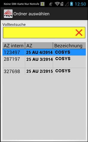 Ordner- und Dokumentenauskunft Android Software von COSYS