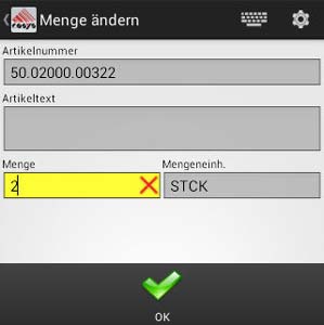 Umlagerung Menge ändern Android App von COSYS