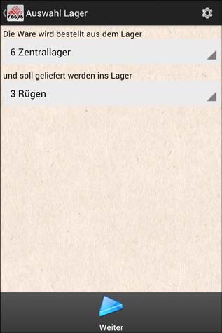 Warenbestellung Auswahl Lager Android Software von COSYS