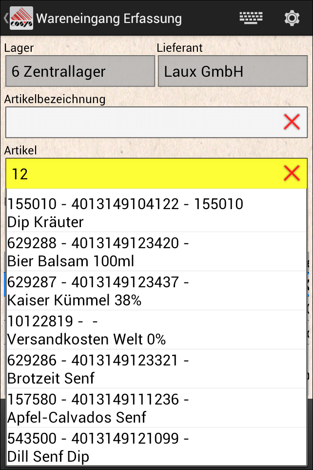 Wareneingang Erfassung Wareneingang Erfassung