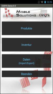 Android Inventur Hauptmenü Android Inventur Hauptmenü