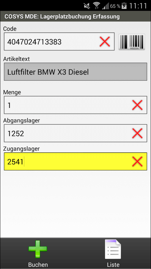 COSYS Android Lagerplatzumbuchung COSYS Android Lagerplatzumbuchung