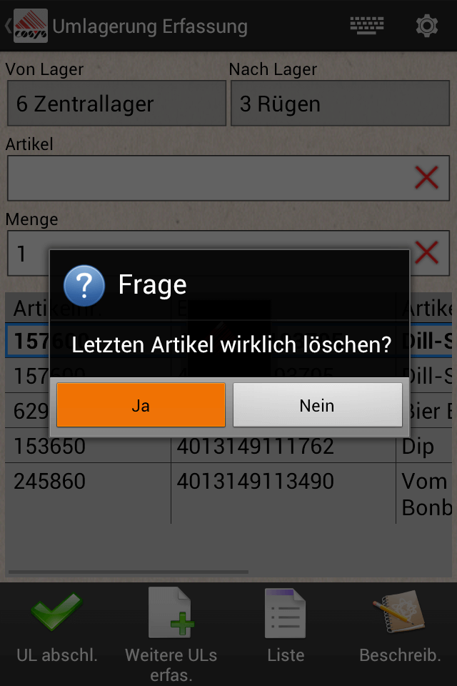 COSYS Android Umlagerung COSYS Android Umlagerung