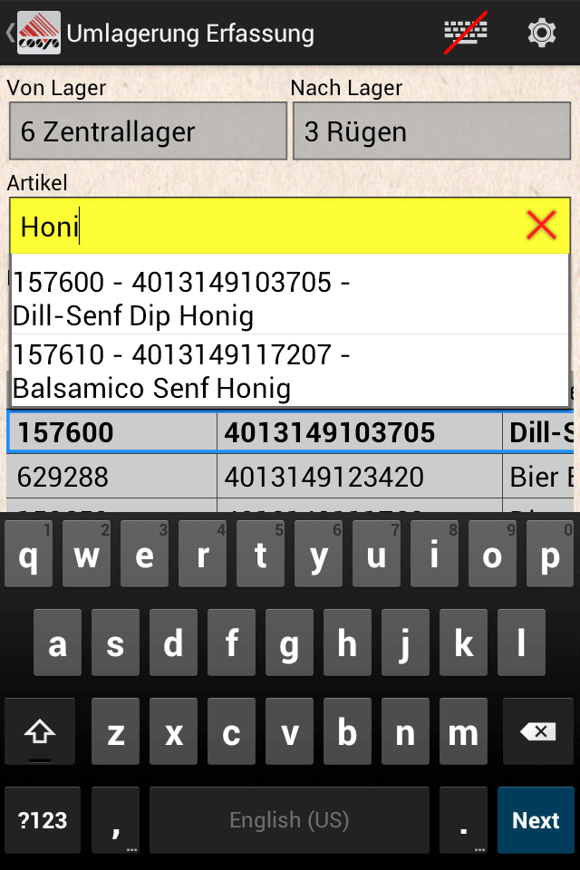 COSYS Android Umlagerung COSYS Android Umlagerung