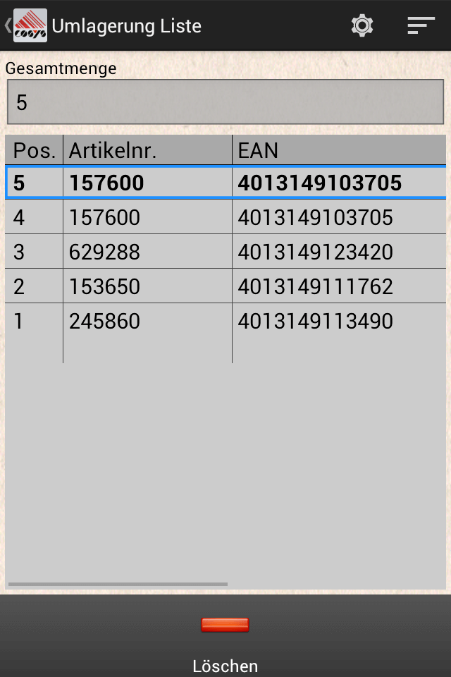 COSYS Android Umlagerung COSYS Android Umlagerung