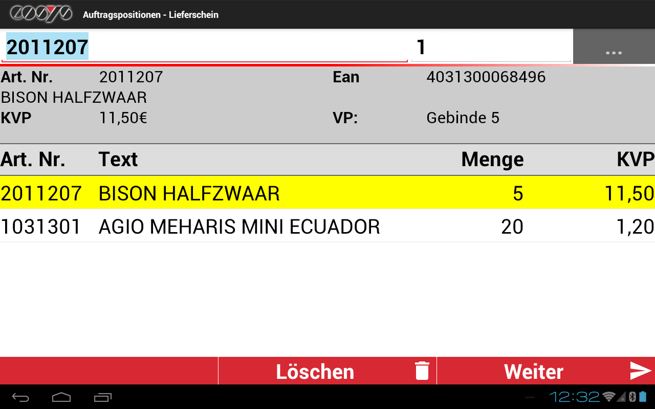 Android mobiler Lieferschein Android mobiler Lieferschein