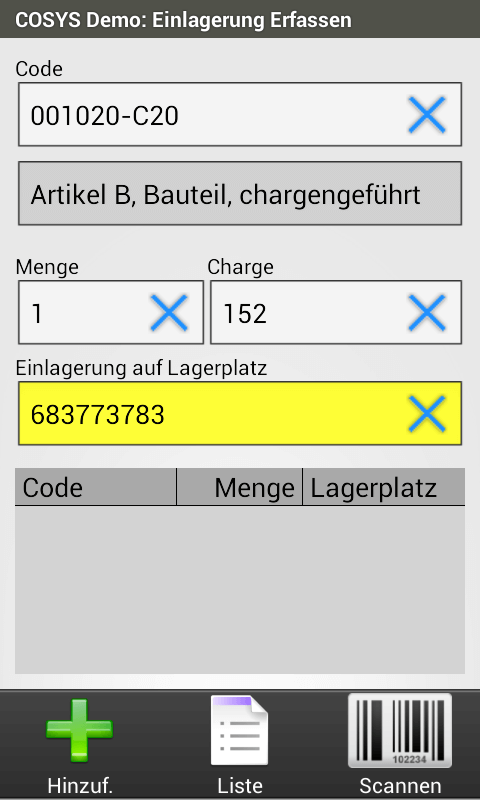 COSYS Android Einlagerung COSYS Android Einlagerung