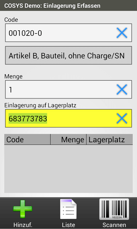 COSYS Android Einlagerung COSYS Android Einlagerung