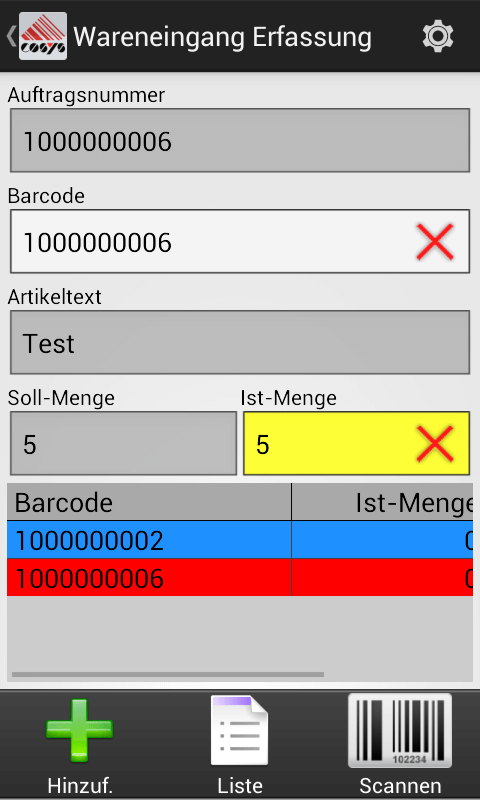 COSYS Android Wareneingang COSYS Android Wareneingang