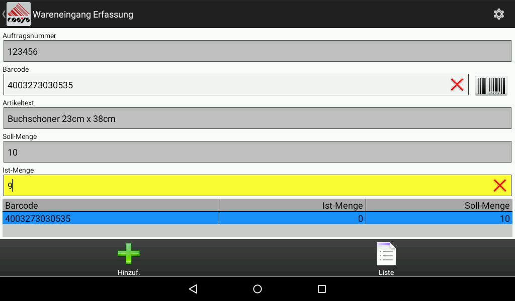 COSYS Android Wareneingang COSYS Android Wareneingang