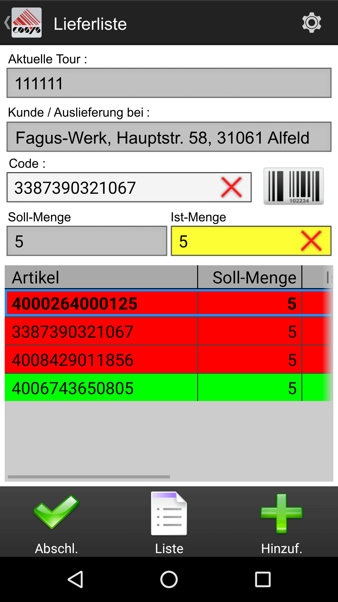 Auslieferung mit Ablieferscannung / Lieferliste Android Software Auslieferung mit Ablieferscannung / Lieferliste Android Software