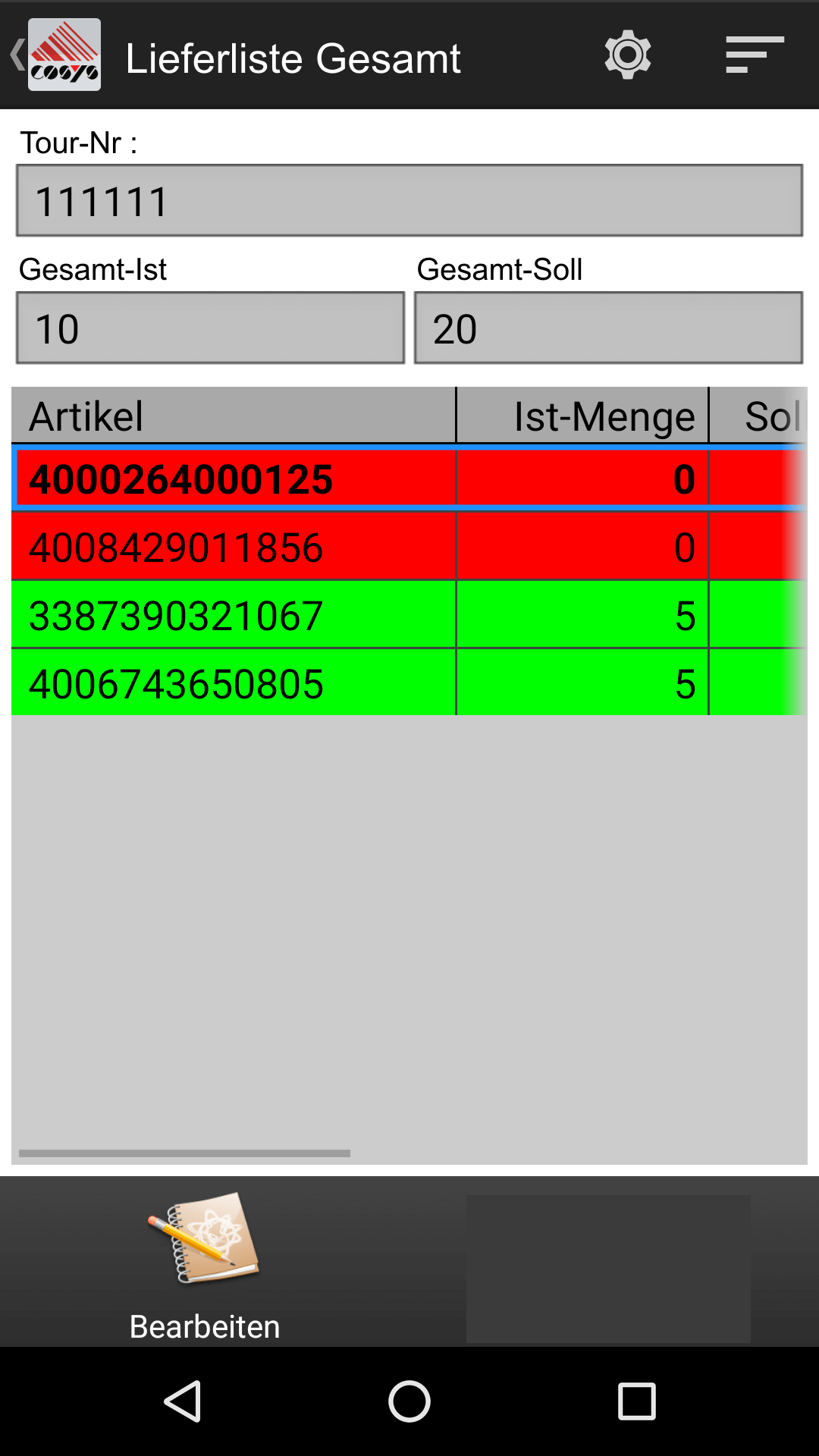 Auslieferung mit Ablieferscannung / Lieferliste Android Software Auslieferung mit Ablieferscannung / Lieferliste Android Software