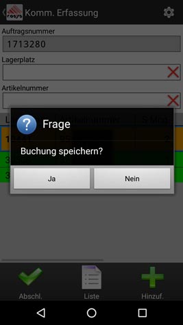 Kommissionierung Abschließen Android Software von COSYS